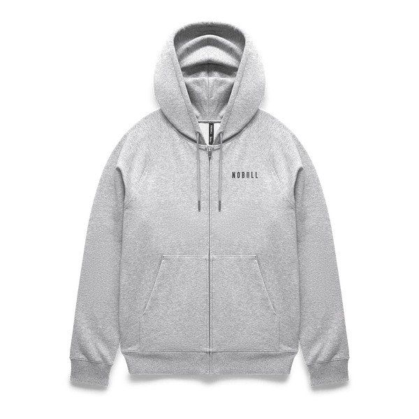 Men's Grey Heather NOBULL Zip-Up Jacket Flat Lay Angle.