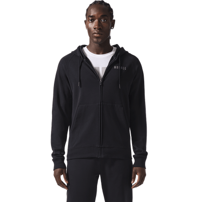 Men's Black NOBULL Zip-Up Jacket Front On Body Angle.