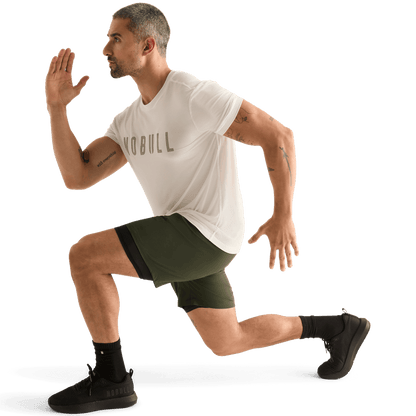 Men's Dark Army NOBULL Rep Short 6" (Lined) Action Shot Angle.