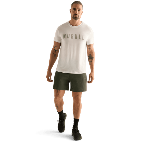 Men's Dark Army NOBULL Rep Short 6" (Lined) Front Full Body Angle.