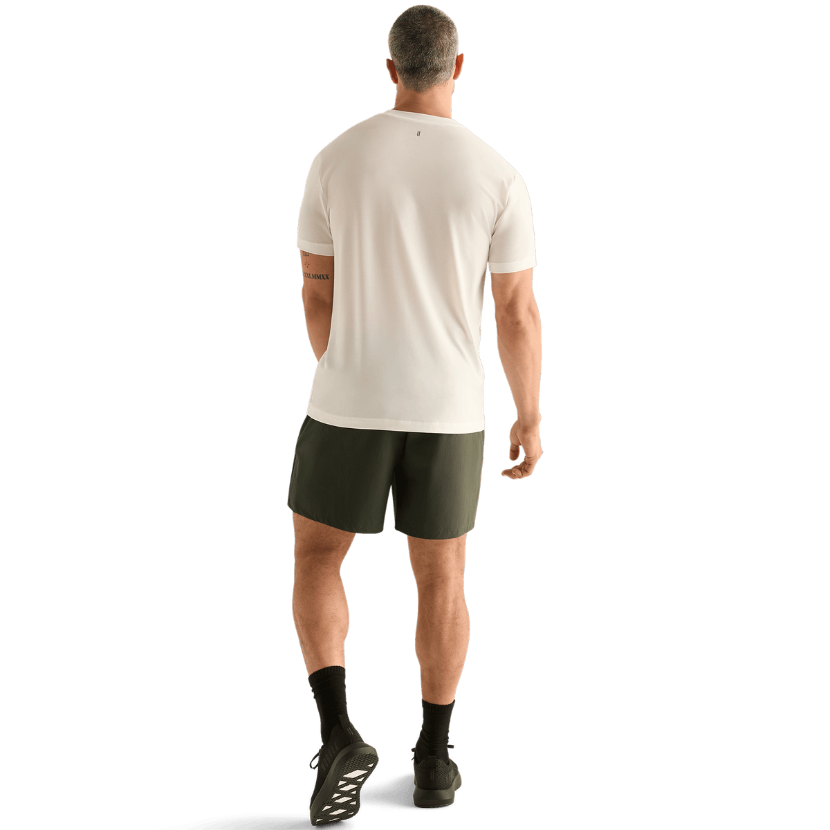 Men's Dark Army NOBULL Rep Short 6" (Lined) Back Full Body Angle.