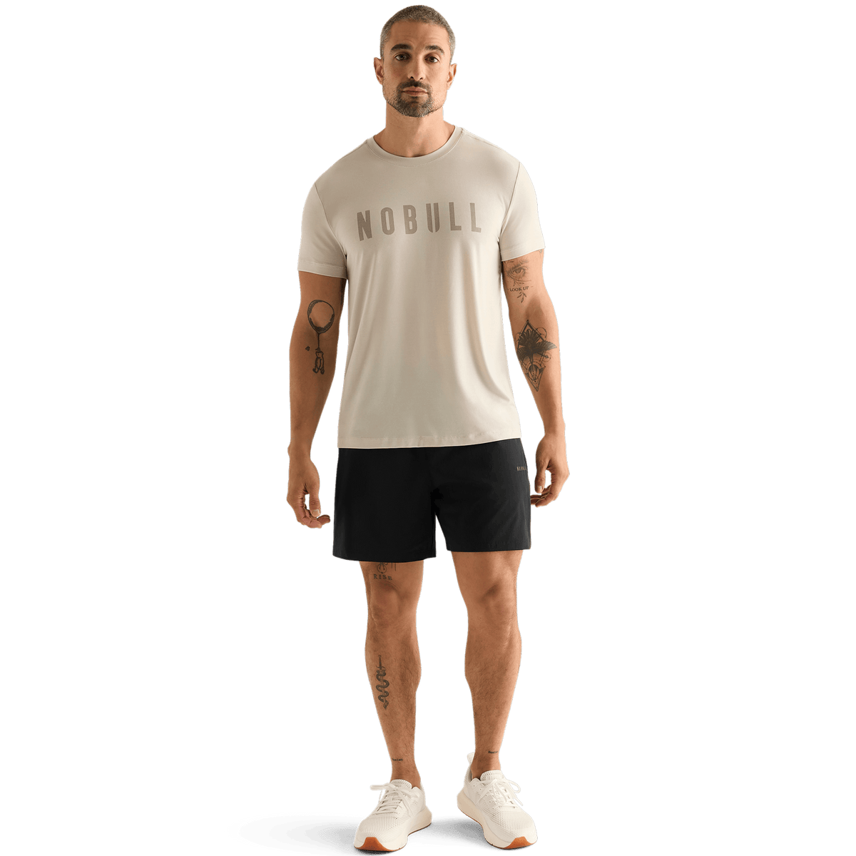 Men's Black NOBULL Rep Short 6" (Lined) Front Full Body Angle.