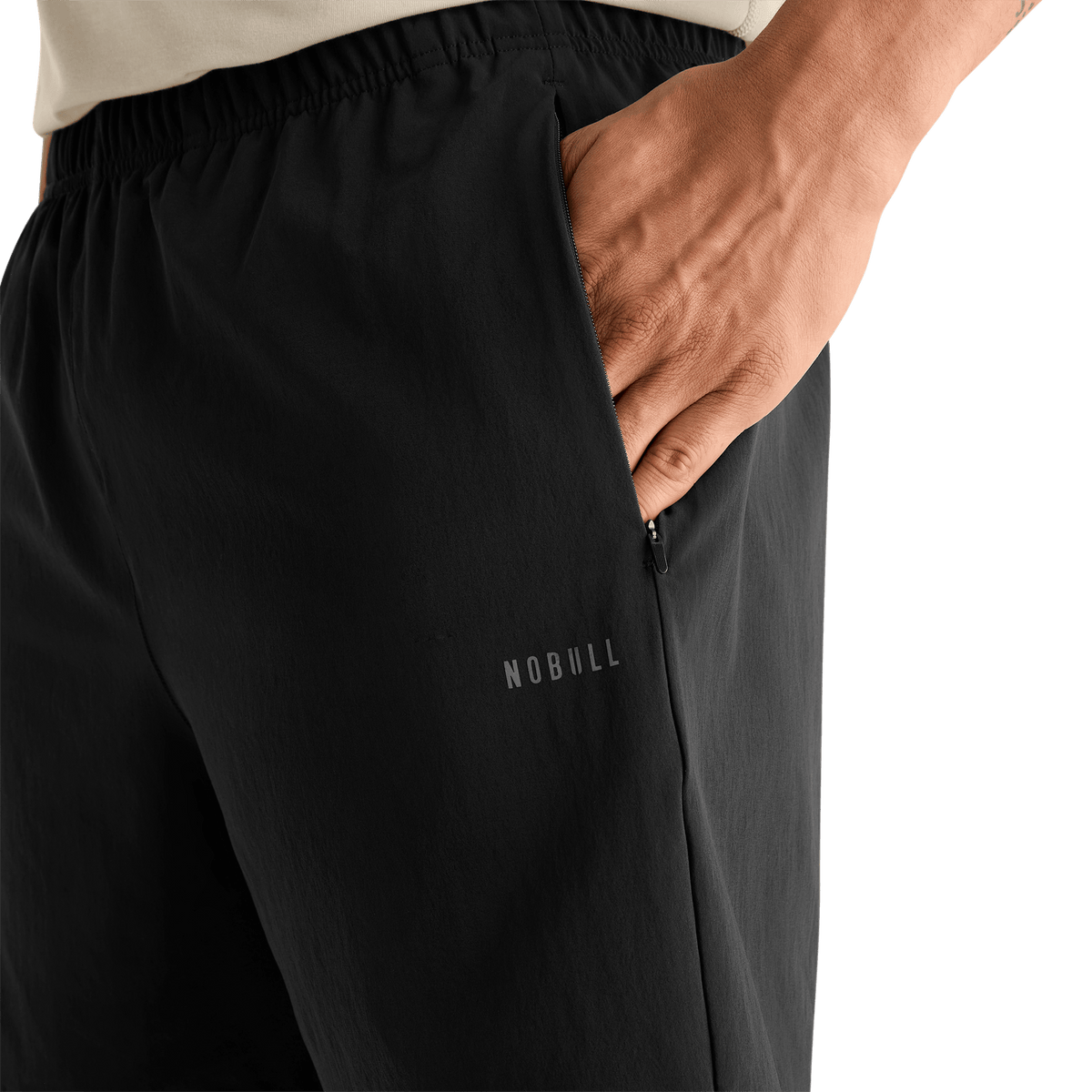 Men's Black NOBULL Rep Short 6" (Lined) Pocket Detail Angle.