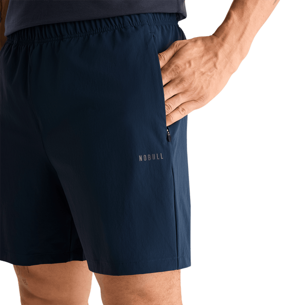 Men's Night Navy NOBULL Rep Short 6" Pocket Detail Angle.