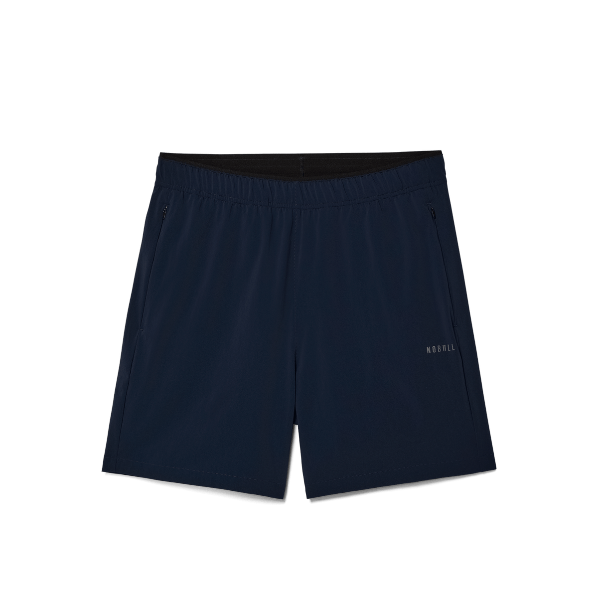 Men's Night Navy NOBULL Rep Short 6" Flat Lay Angle.