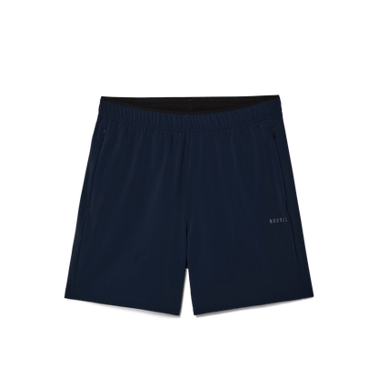 Men's Night Navy NOBULL Rep Short 6" Flat Lay Angle.
