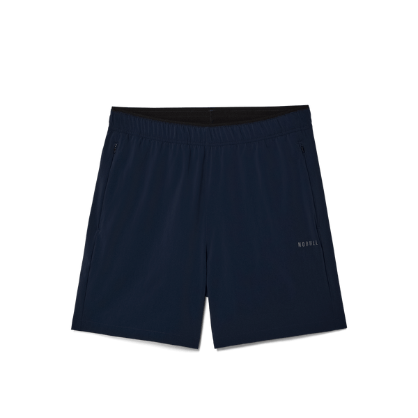 Men's Night Navy NOBULL Rep Short 6" Flat Lay Angle.