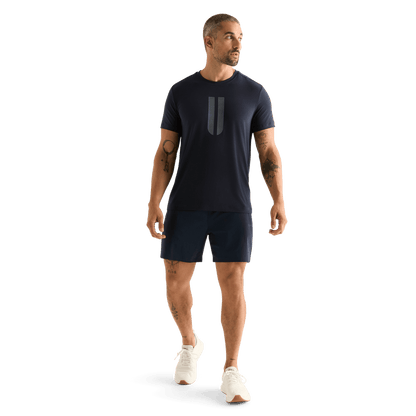 Men's Night Navy NOBULL Rep Short 6" Front Full Body Angle.