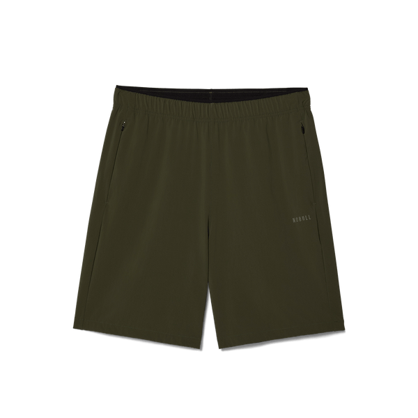 Men's Dark Army NOBULL Rep Short 8" Flat Lay Angle.