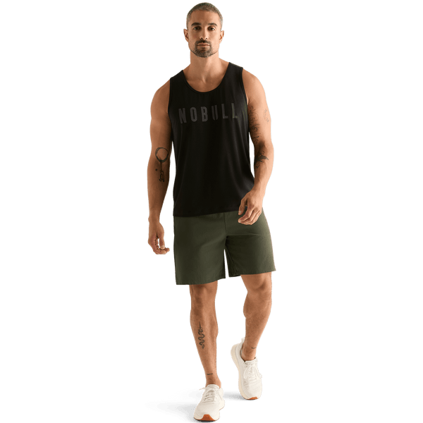 Men's Dark Army NOBULL Rep Short 8" Front Full Body Angle.
