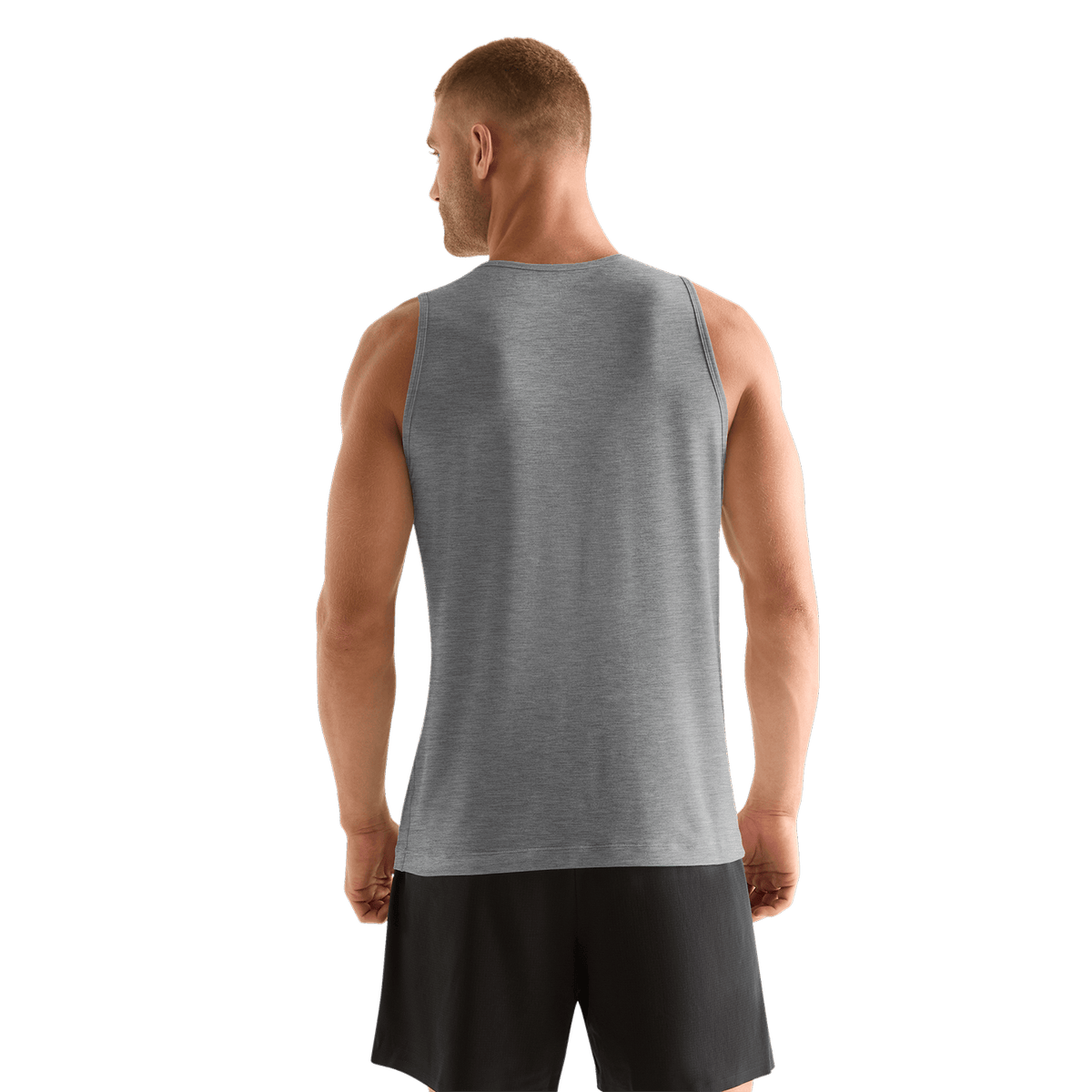 Men's Heather Grey U Tank Back Angle.