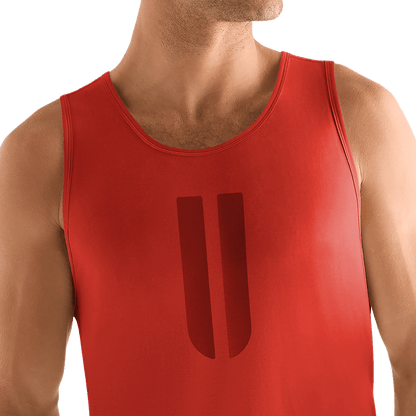 Men's Crimson U Tank Detail Angle.