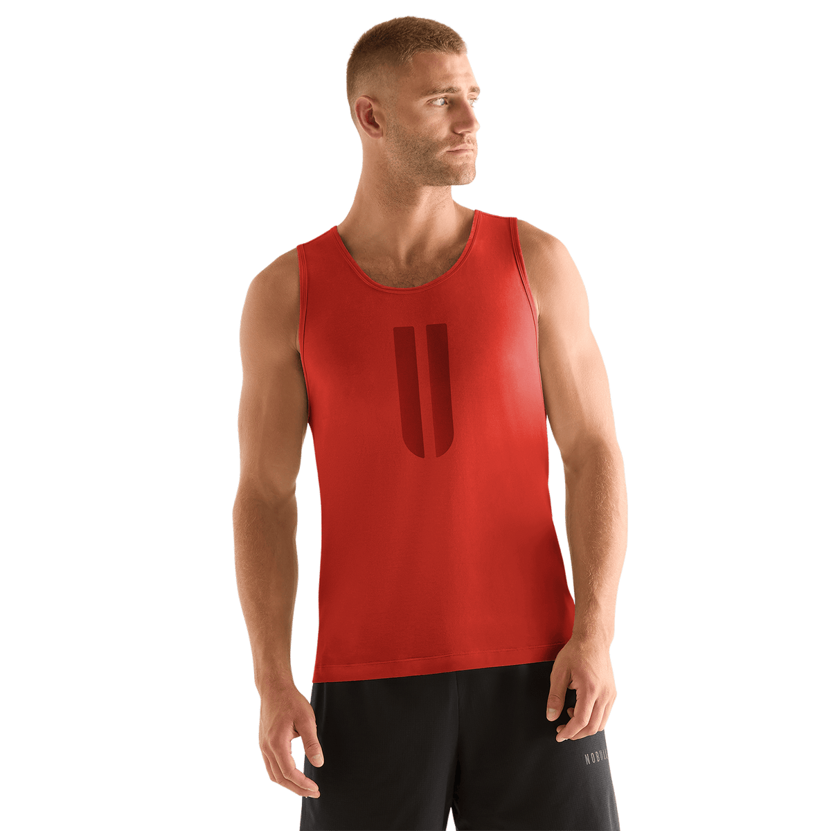 Men's Crimson U Tank Front Angle.