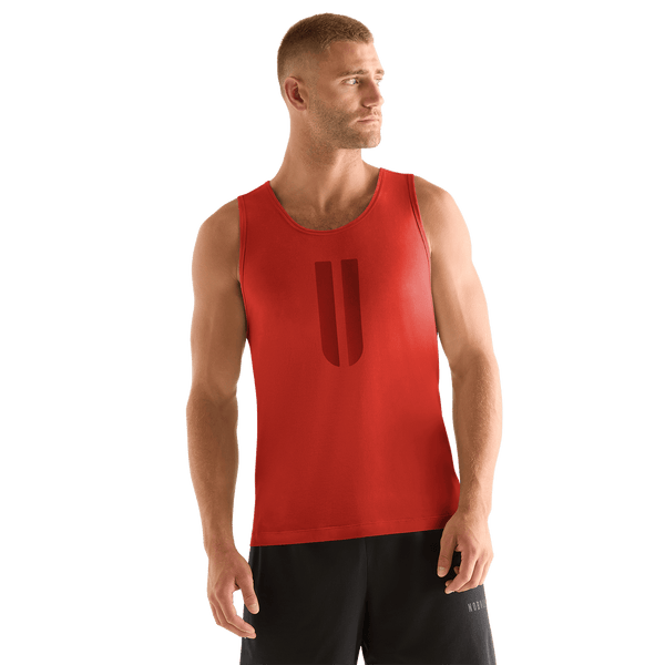 Men's Crimson U Tank Front Angle.