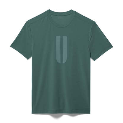 Men's Silver Pine U Tee Flat Lay Angle.
