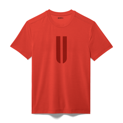 Men's Crimson U Tee Flat Lay Angle.