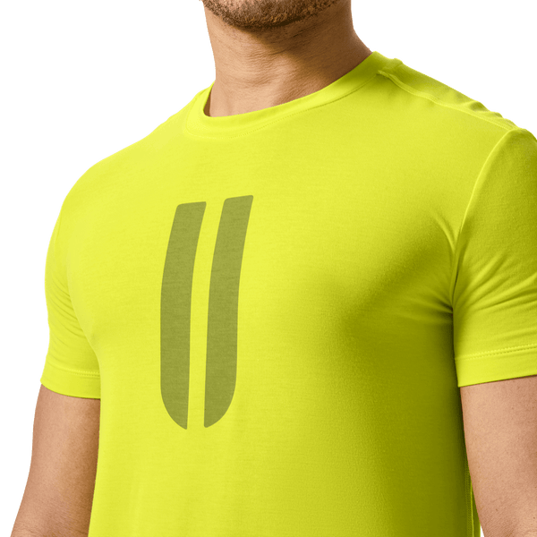Men's Zest U Tee Front Detail Angle.
