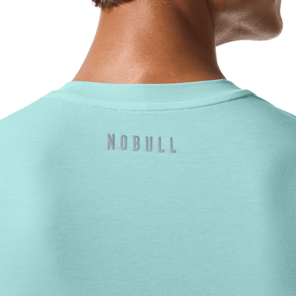 Men's Blue Haze U Tee Back Detail On Body Angle.