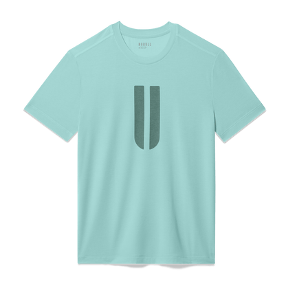 Men's Blue Haze U Tee Flat Lay Angle.