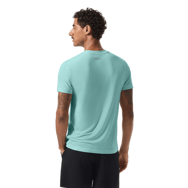 Men's Blue Haze U Tee Back On Body Angle.