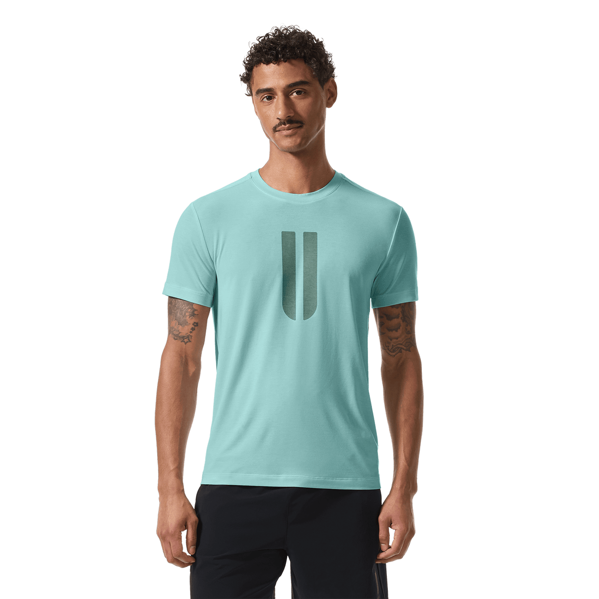 Men's Blue Haze U Tee Front On Body Angle.