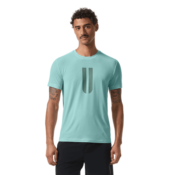 Men's Blue Haze U Tee Front On Body Angle.