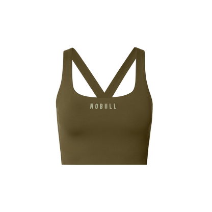 NOBULL Tactical Green Drive Longline Bra Front Silhouette Angle.