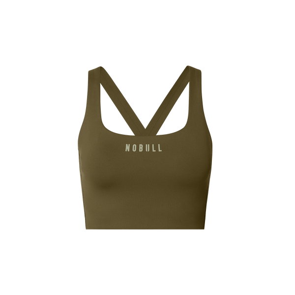 NOBULL Tactical Green Drive Longline Bra Front Silhouette Angle.