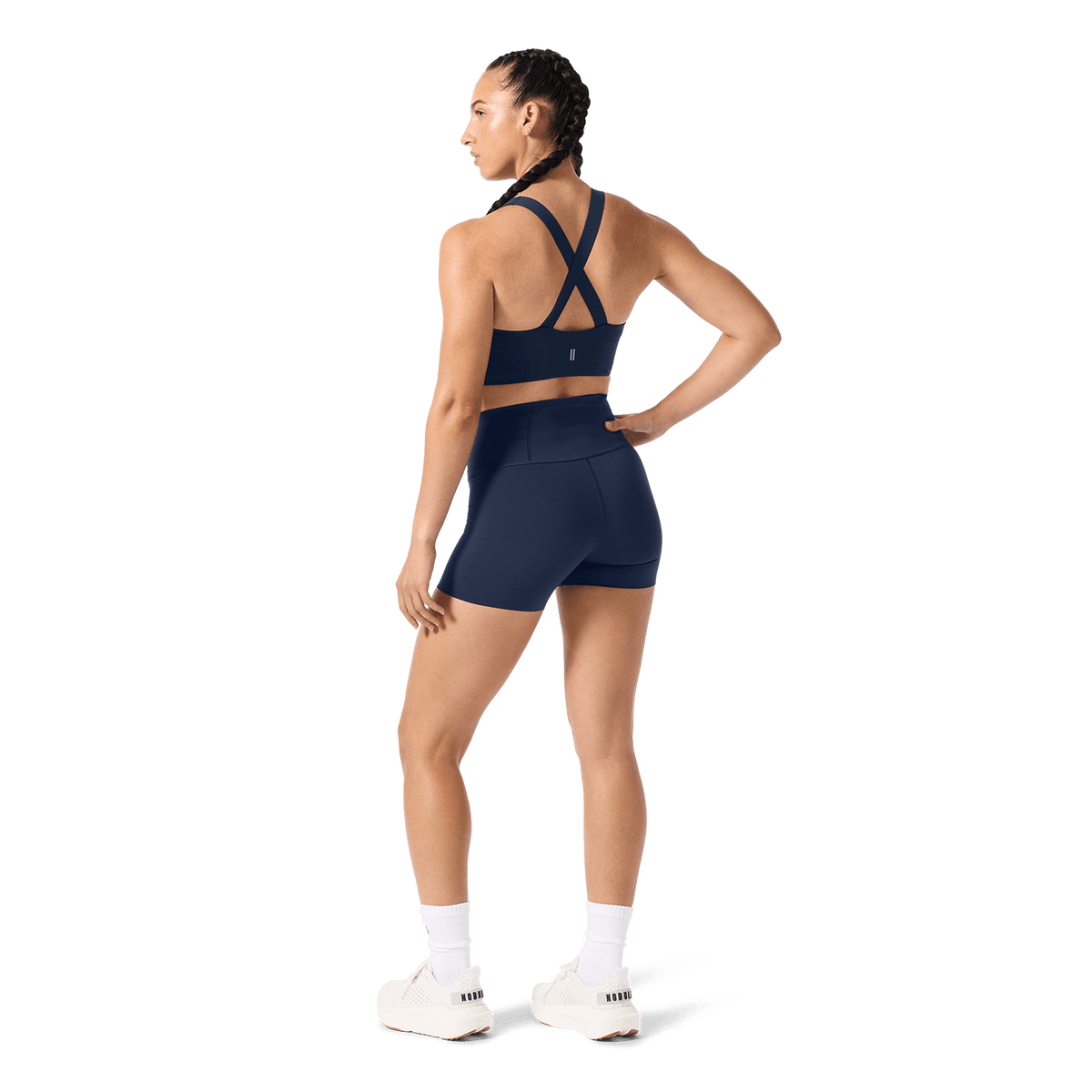 NOBULL Night Navy Drive Longline Bra Back Full Body Angle.