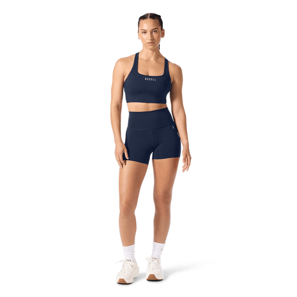 NOBULL Night Navy Drive Longline Bra Front Full Body Angle.