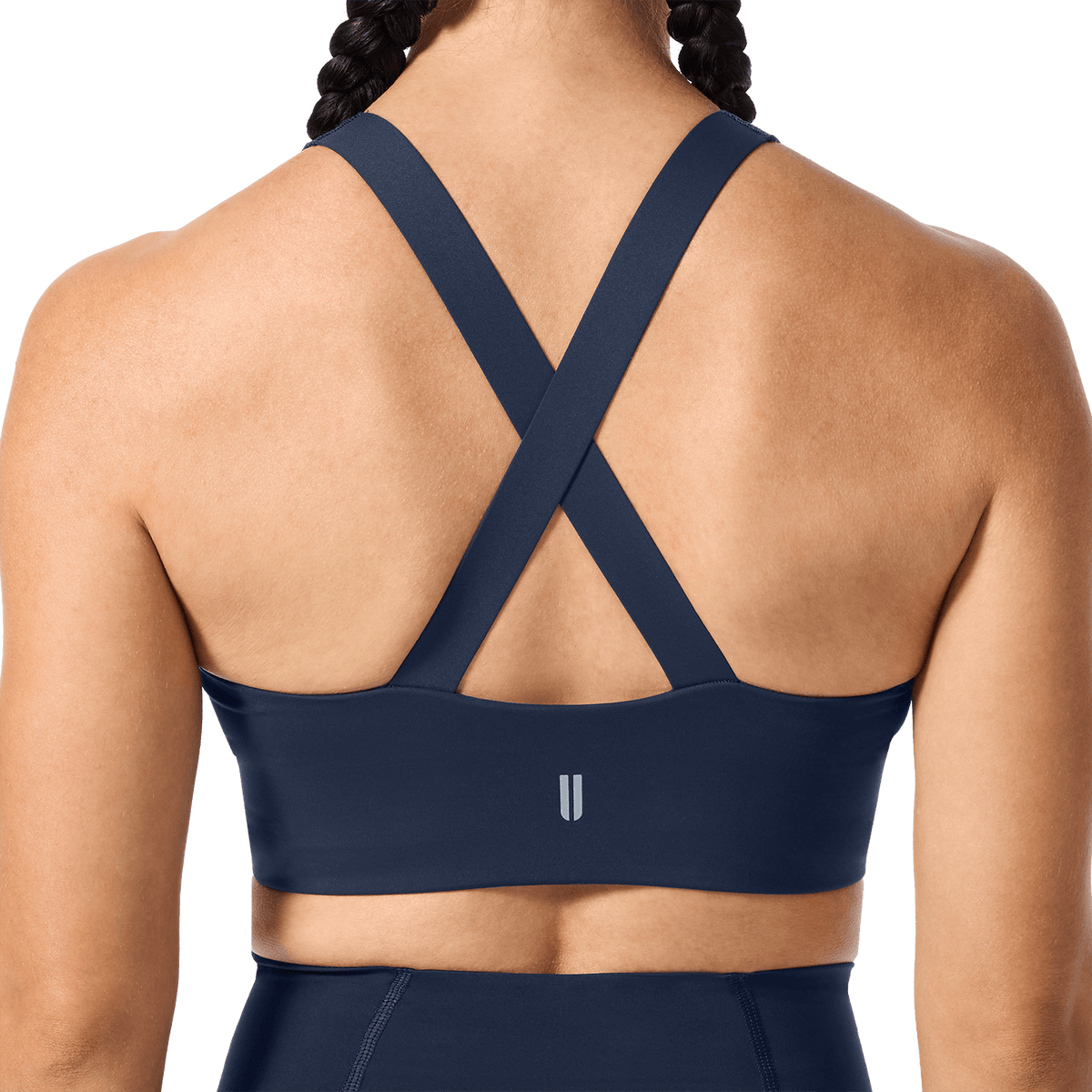 NOBULL Night Navy Drive Longline Bra Back Detail Angle.