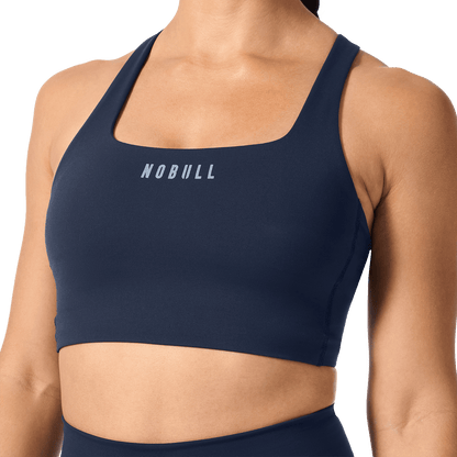 NOBULL Night Navy Drive Longline Bra Front Detail Angle.