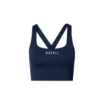 NOBULL Night Navy Drive Longline Bra Front Detail Angle.