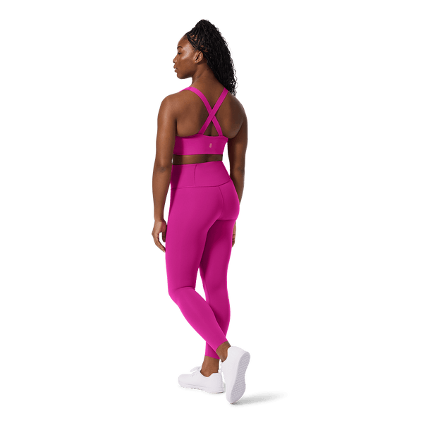 NOBULL Vivid Fuchsia Drive Longline Bra Back Full Body Angle.
