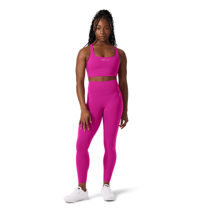 NOBULL Vivid Fuchsia Drive Longline Bra Front Full Body Angle.