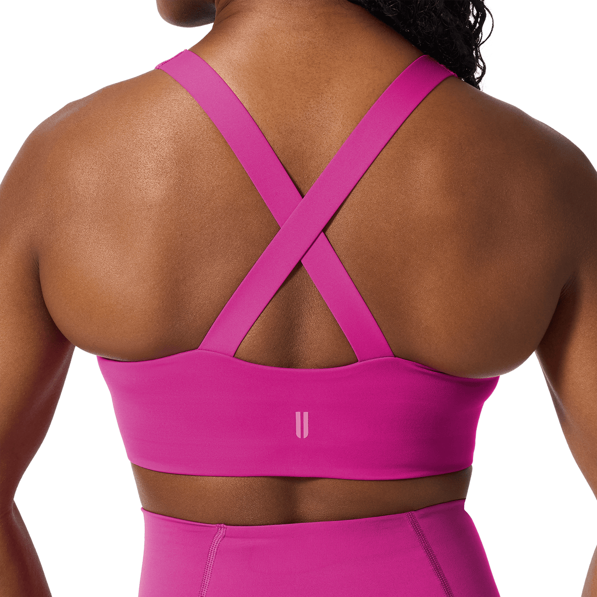 NOBULL Vivid Fuchsia Drive Longline Bra Back Detail Angle.