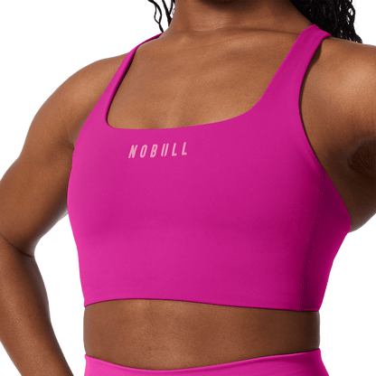 NOBULL Vivid Fuchsia Drive Longline Bra Front Detail Angle.