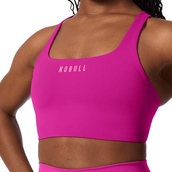 NOBULL Vivid Fuchsia Drive Longline Bra Front Detail Angle.