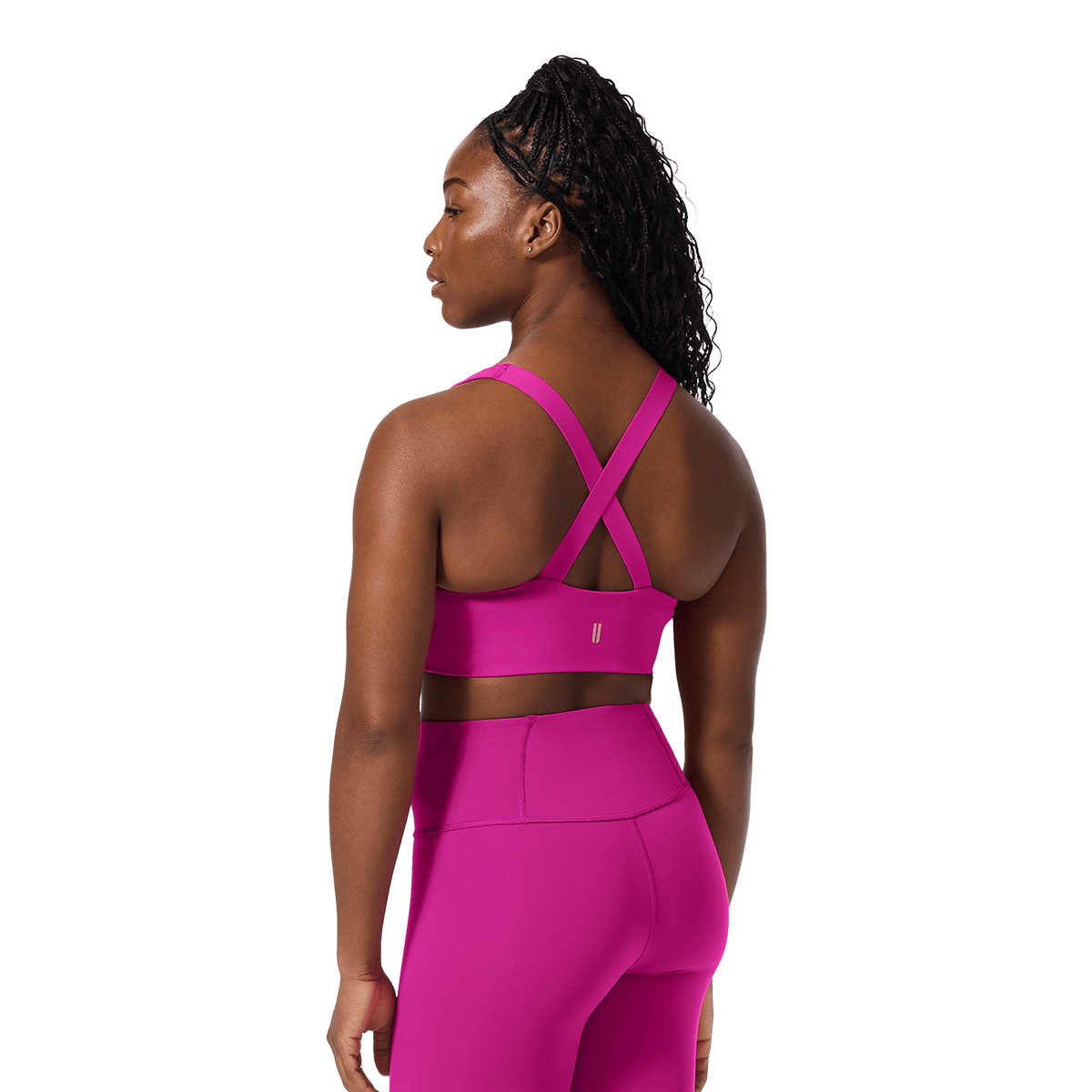 NOBULL Vivid Fuchsia Drive Longline Bra Back Angle.