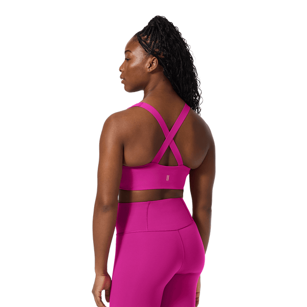 NOBULL Vivid Fuchsia Drive Longline Bra Back Angle.