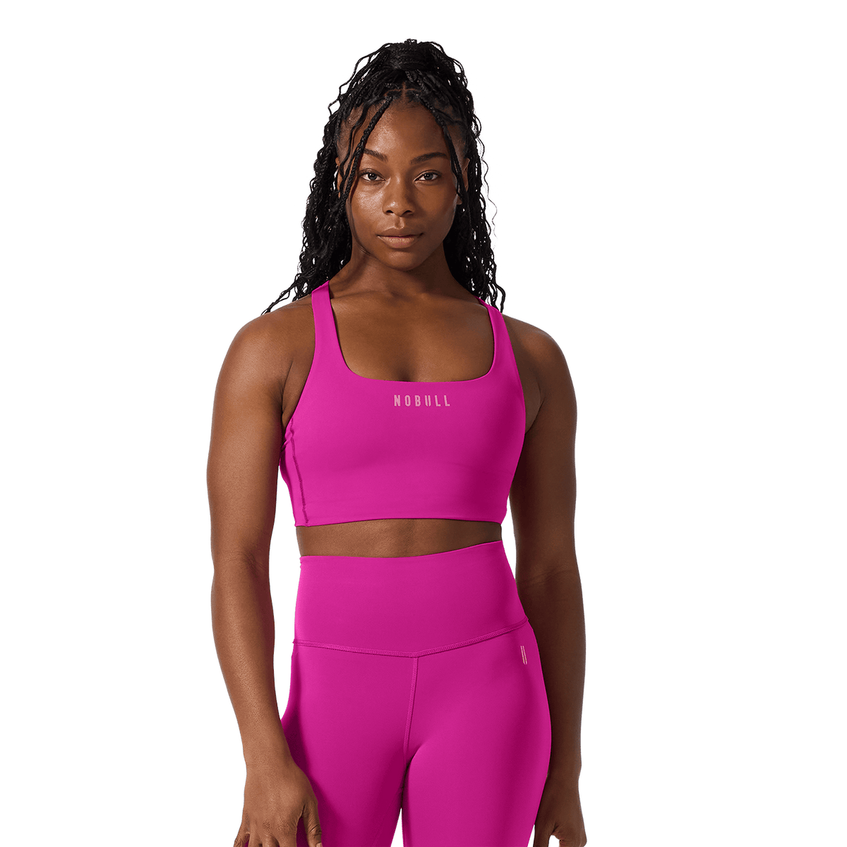 NOBULL Vivid Fuchsia Drive Longline Bra Front Angle.
