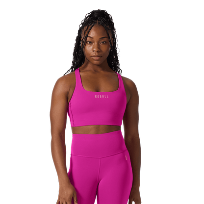 NOBULL Vivid Fuchsia Drive Longline Bra Front Angle.