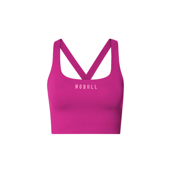 NOBULL Vivid Fuchsia Drive Longline Bra Front Silhouette Angle.