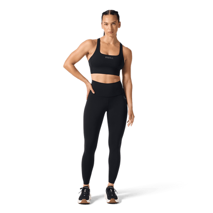 NOBULL Black Drive Longline Bra Front Full Body Angle.