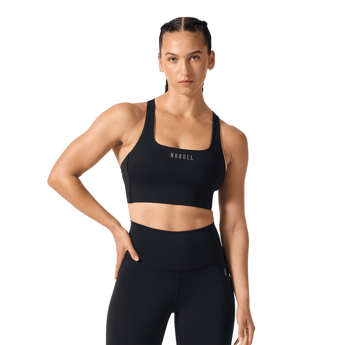 NOBULL Black Drive Longline Bra Front Angle.