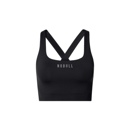 NOBULL Black Drive Longline Bra Front Silhouette Angle.