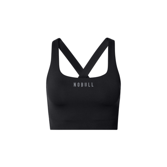 NOBULL Black Drive Longline Bra Front Silhouette Angle.