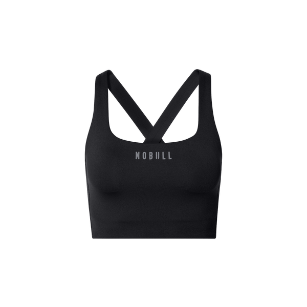NOBULL Black Drive Longline Bra Front Silhouette Angle.