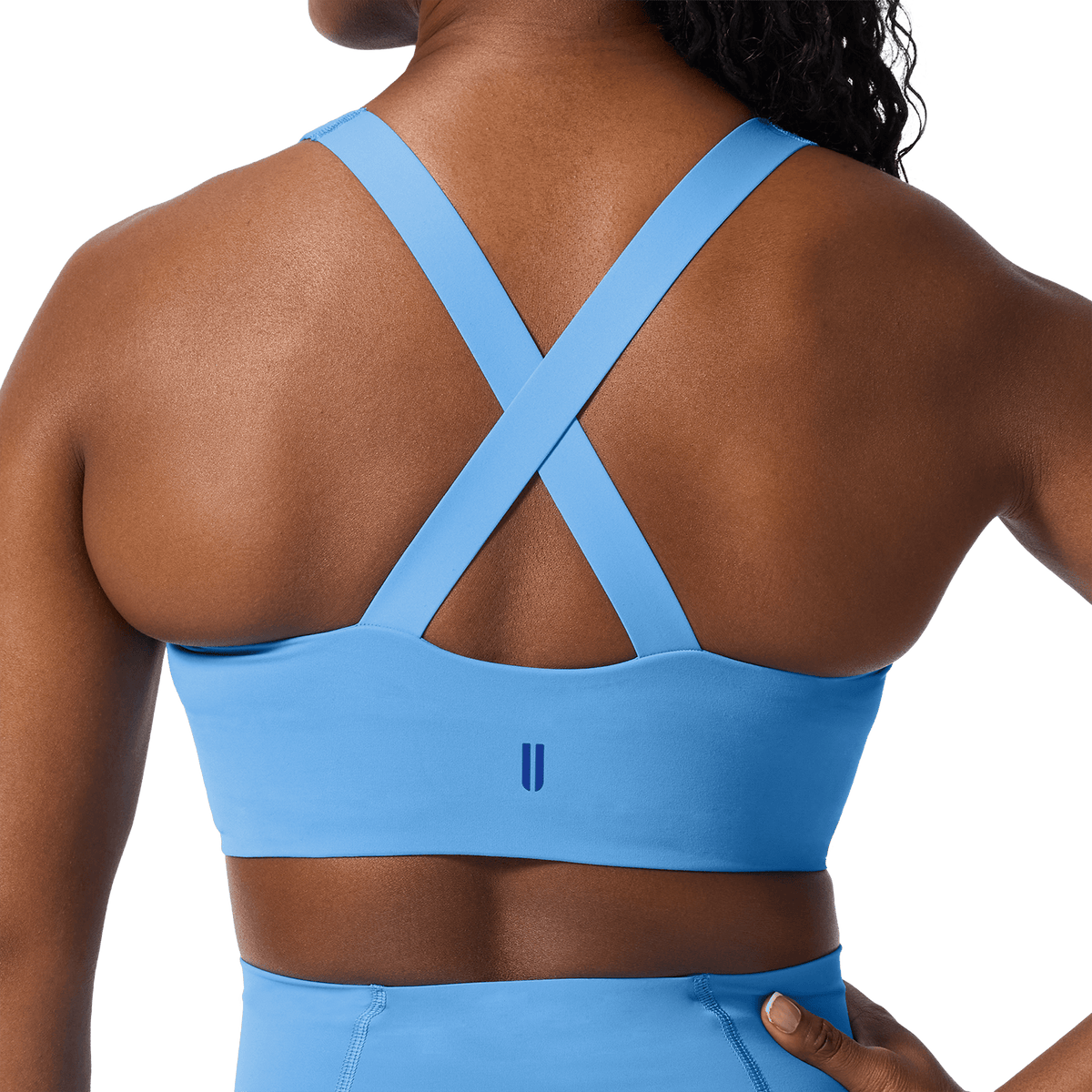NOBULL Light Blue Drive Longline Bra Back Detail Angle.