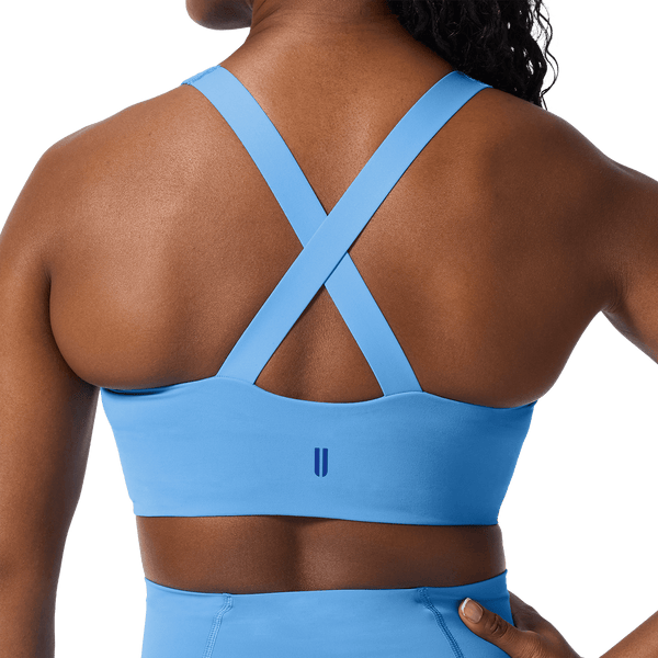NOBULL Light Blue Drive Longline Bra Back Detail Angle.